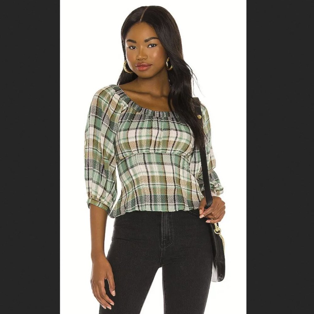 Free People Teagan Plaid Blouse